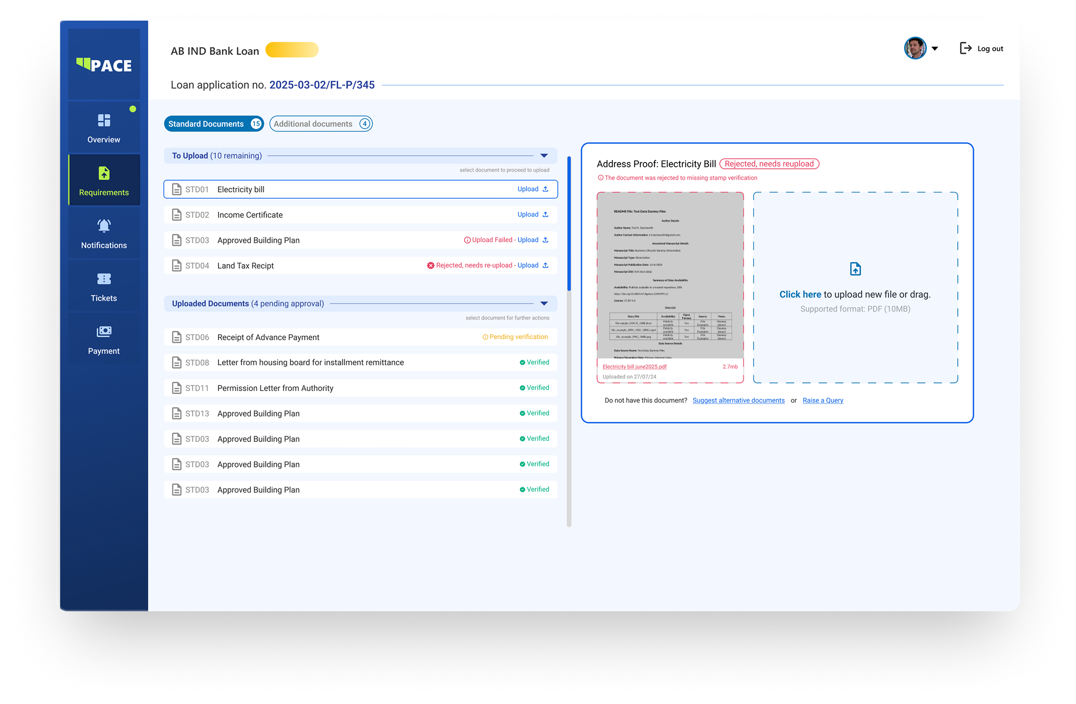 Customer Portal — Applicant View